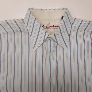 Robert Graham Button‎ Up Shirt Mens Large Flip Cuff Long Sleeve Blue Striped